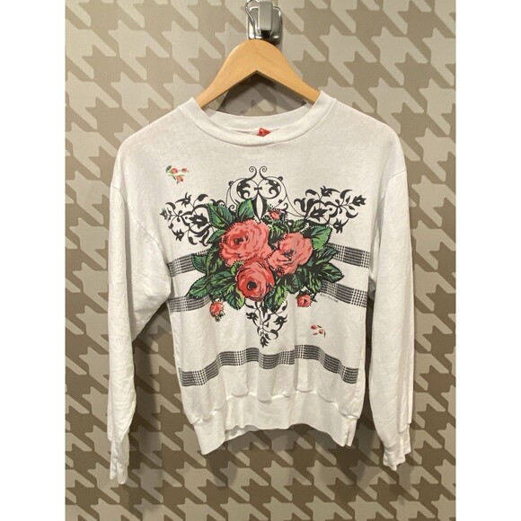 🌹 Vintage‎ Jane Colby 80s Floral Sweatshirt | Puff Print Roses | 1988 Graphic - Picture 6 of 8